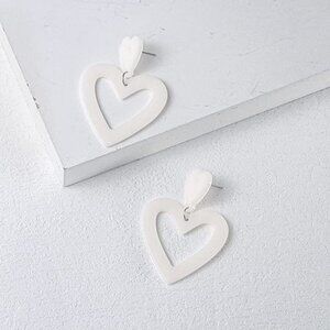 Set Heart Love Couple Colorful Stud Hoop Dangle Earrings 80 90s Retro Earrings